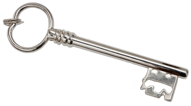 Polished antique key, intricate ring