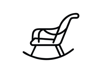 Silhouette of rocking chair isolated on a white background