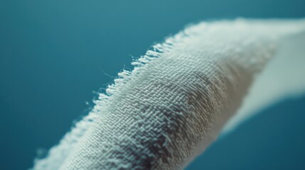 Close-up of textured white fabric with frayed edges indoors