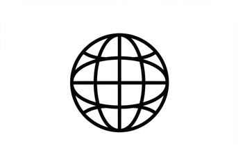 Simple black line art globe icon on a clean white background