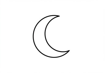 Simple black outline of a crescent moon on a white background