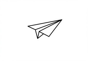 Simple black outline of a paper airplane in flight against a white background