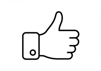 Simple line art icon of a hand giving a thumbs up gesture on a white background