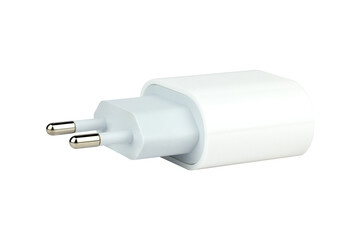 Original network charger, block for charging the phone. Isolated from the background.