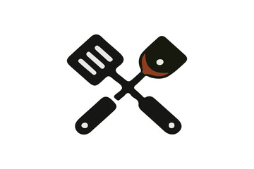 Kitchen spatula crossed utensils icon, cooking tools SVG, chef equipment vector, grill spatula logo, culinary utensil symbol design
