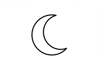 Simple black crescent moon outline on a clean white background