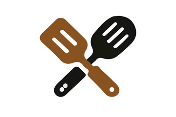 Kitchen spatula crossed utensils icon, cooking tools SVG, chef equipment vector, grill spatula logo, culinary utensil symbol design