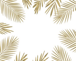 Minimalist Gold Palm Leaf Frame Botanical Design Element
