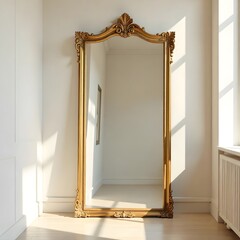 Elegant antique gold frame mirror classic style high resolution picture