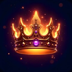 Glowing royal crown with purple gem high resolution picture