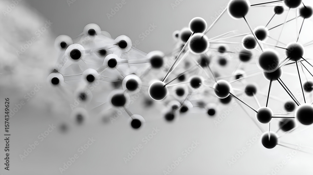 Poster molecular network visualization: a mesmerizing monochrome image of interconnected molecular structur
