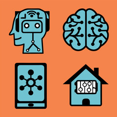 Illustration depicting the impact of artificial intelligence technology on humans and its contribution to humanity