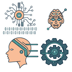 Illustration depicting the impact of artificial intelligence technology on humans and its contribution to humanity