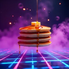 Stack of pancakes dripping syrup with butter high resolution picture