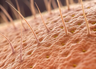 Close up skin texture hair follicles and pores human anatomy dermatology health