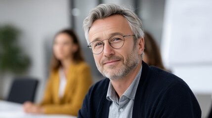 Dynamic Boardroom Collaboration: Male Leader Engaging with Female Team Member