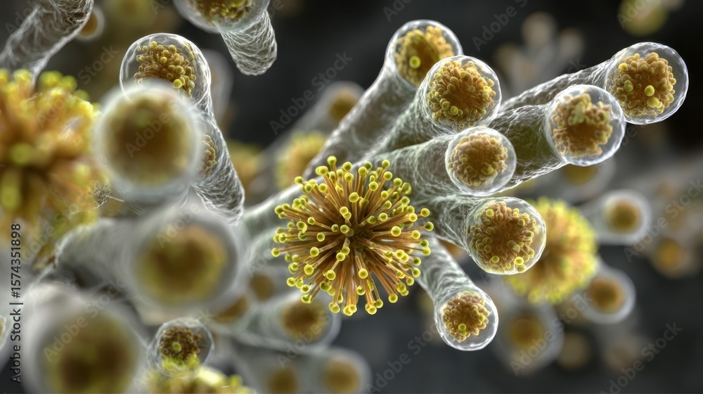 Aufkleber dramatic macro shot of bacteria in motion showcasing intricate details and structures through the le