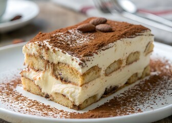 Delicious tiramisu dessert recipe italian cake with ladyfingers and cocoa powder