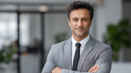Confident Indian Businessman in Modern Office Setting