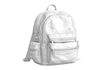 Plain white backpack with multiple pockets