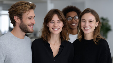 Fototapeta premium Joyful Multinational Teamwork in a Modern Office