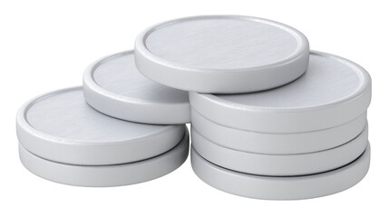 Stack of clean white pills isolated on white background