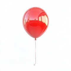 helium balloon, isolated on white background, red glossy balloon on white background