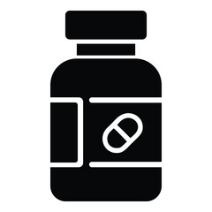Black pill bottle with white capsule symbol medicine