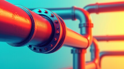 Industrial pipeline network close-up