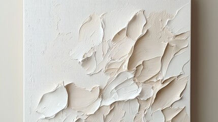Abstract, textured canvas with light beige and white strokes