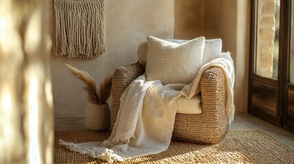 Relaxing corner with natural tones