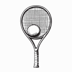 Tennis Racket and Ball Vector Illustration on white background.