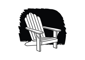 Silhouette of Adirondack chair isolated on a white background
