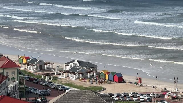 Muizenberg as viewed from Boyes drive on a wintery day in Cape Town , South Africa.