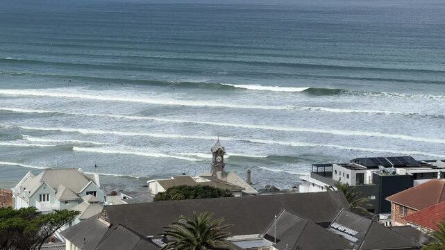 Close up long lens view of Muizenberg from the world renowned Boyes drive, near Cape Town.