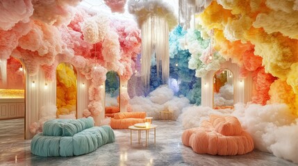 Whimsical cloud-like interior design