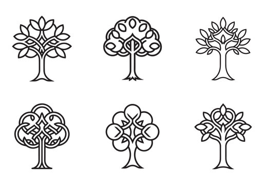 celtic tree of life icon line art vector illustration