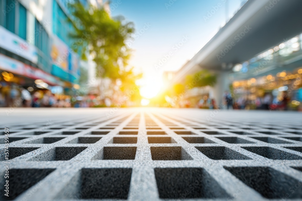 Aufkleber textured concrete ground with square pattern, isolated on transparent background