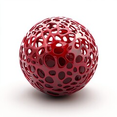 red Christmas ornament ball, isolated on white background 