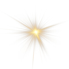 Png gold star light, sparkle.  light effect. Shining light . Png spotlight spark.Vector transparent...