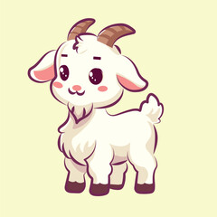 cute goat animal character is smile vector design for clipart