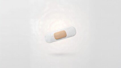 Single Adhesive Bandage Floating on Light Background