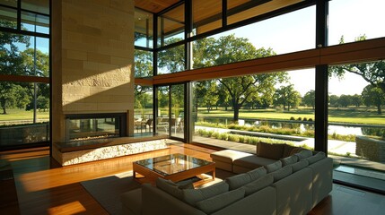 Fototapeta premium Modern living room with expansive views