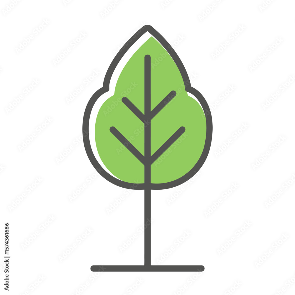 Poster stylized tree grows alone minimally on white field vector
