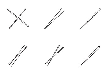 set of chopsticks icon line art vector illustration