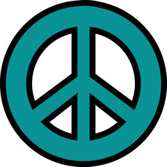 Vibrant Teal Peace Symbol Icon on White Background - Global Harmony and Non-Violence Graphic