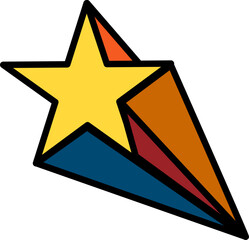 Abstract Colorful Star with Trailing Tail Vector Icon