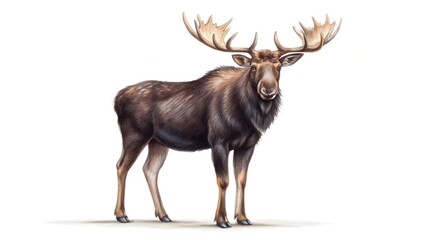 Obraz premium Majestic bull moose with large antlers standing proudly