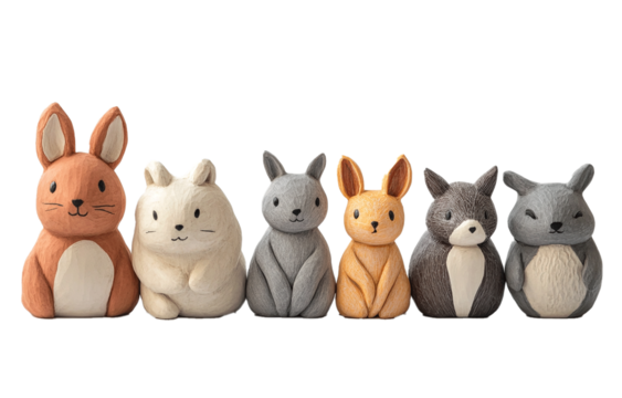 Cartoon animal icons set with dog cat rabbit bear cow pig bunny cute funny isolated characters vector art - Powered by Adobe