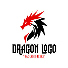 Majestic Black Robot Dragon with Red Accents for Royal Fantasy Branding and Identity
